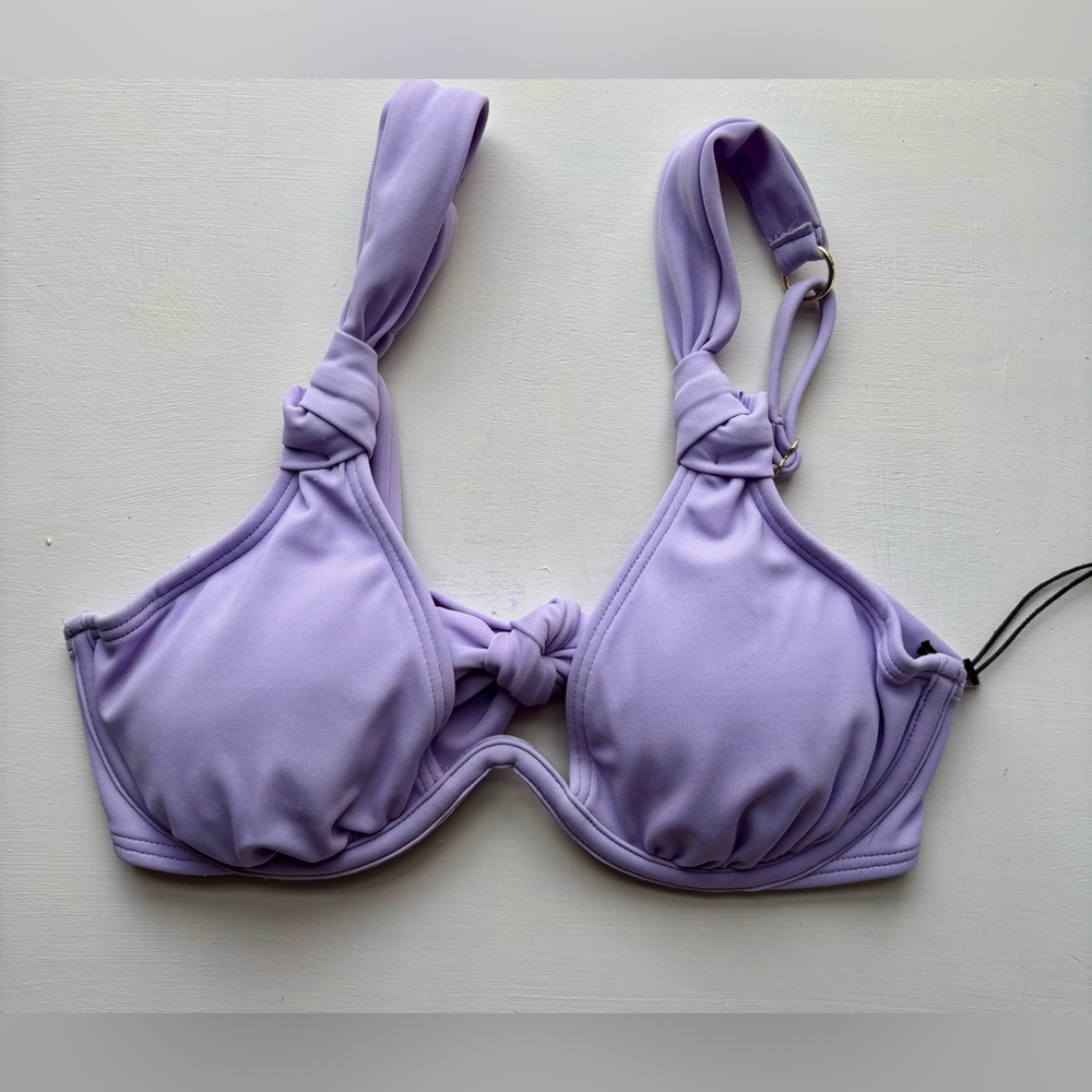 NWT Shade & Shore 32B Small Swim Top Bikini Underwire Removable Pad Bow Tie Knot